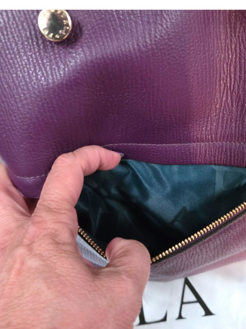 Furla Leather Piper Satchel - Purple - EUC - Picture 13 of 16